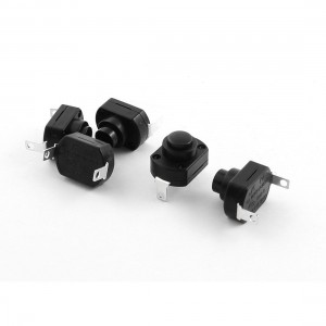 5pcs AC 250V 6A SPST Latching Flashlight Torch Push Button Switch Black