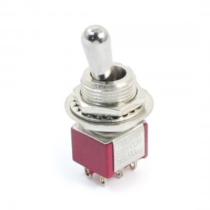 12mm Mounting Dia 2 Positions DPDT Rocker Toggle Switch AC250V/2A 120V/5A