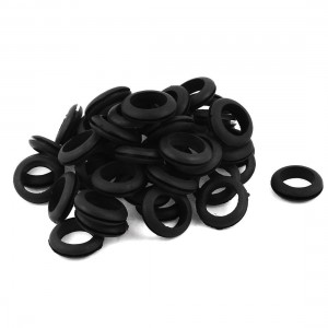 50 x Black Rubber 22mm Open Hole Ring Dual Side Cable Wiring Grommet