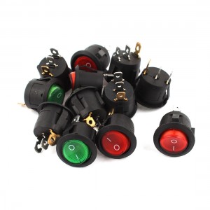 12pcs AC 110V-220V Green Red Lamps Snap-In Panel Mount Rocker Switch SPST