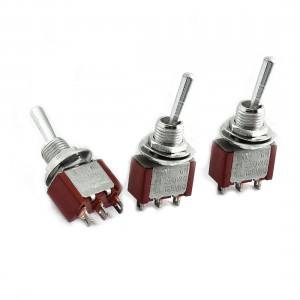 AC250V/2A AC125V/5A 6mm SPDT 2-Position Locking Metal Toggle Switch x 3