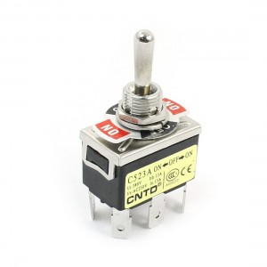 DPDT 3 Positions ON/OFF/ON 6-Terminals Toggle Switch Black AC250V 15A
