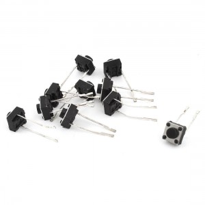 10 x 2Pin Momentary Tactile Tact Push Button Switch Black 6x6x5mm
