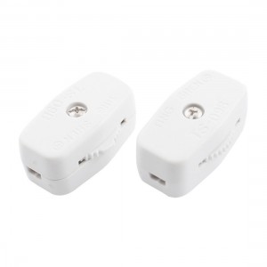 2Pcs TS-09B AC 125V 3A 2-Position White Cord Switch for 2 x 2.5mm Wire