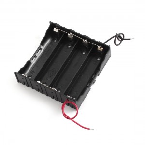In Parallel Black Plastic 4x3.7V 18650 Battery Holder Case w 11cm Wire