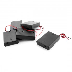 5 Pcs Plastic Cover Black Red 2 Wires Lead Holder Case Box for 4 x AAA Batteries