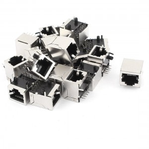 25pcs Shielded RJ45 8P8C Plastic Network Modular Connector Silver Tone