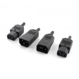 2Pairs IEC C14 Male + C13 Female Inline Rewirable Power Connector AC 250V 10A