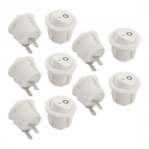 10 Pcs White Round AC 250V 6A 2 Pin SPST ON OFF Rocker Switch