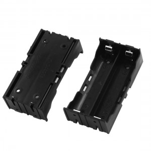 2Pcs In Parallel/Series Rectangle Black Plastic 2 x 3.7V 18650 Battery Holder