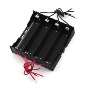 Rectangle Black Plastic 8-Wire 4 x 3.7V 18650 Battery Holder Container