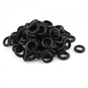 100 x Black Rubber 25mm Open Hole Ring Dual Side Cable Wiring Grommet