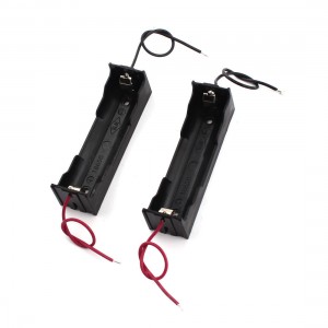2Pcs Black Plastic 2-Wire 1 x 3.7V 18650 Battery Holder Storage Case