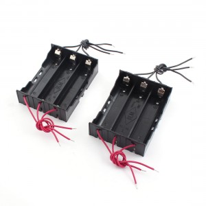 2 Pcs Black Plastic Battery Holder Storage Case Box for 3x3.7V 18650