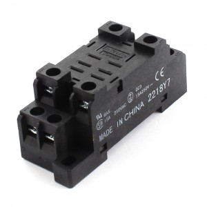 PTF08A-E AC 250V 15A 8 Pin 35mm Rail Mounting Relay Socket Black