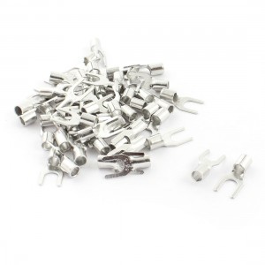 50pcs SNB5.5-5 Fork Type Non-Insulated Spade Cable Terminals for AWG 12-10