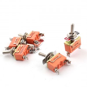 5 Pcs 12mm SPST 2 Screw Terminals ON/OFF Locking Toggle Switch Orange