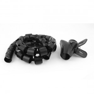 Spiral Tube Cable Wire Wrap Organizer PC Cord Management w Clip 40mmx1m Black