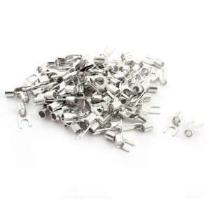 100pcs SNB5.5-4S Fork Type Non-Insulated Spade Cable Terminals for AWG 12-10