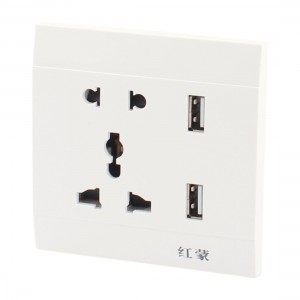 AC 110-250V 10A White Universal Wall Outlet Power Plate 2 x USB Interface Ports