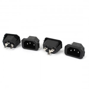 AC 250V 10A Panel Mounted IEC320 C14 3 Pins Power Plug Adapter Connector 4 Pcs