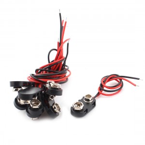 8 Pcs Black Plastic Shell T Shaped 9V Battery Clip Buckle Connector