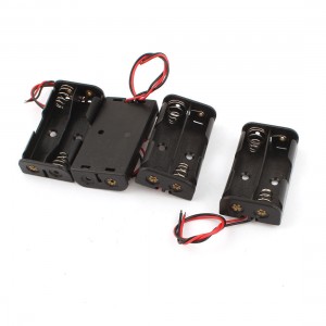 4Pcs Black Plastic Battery Holders Cases Boxes for 2 x 1.5V AA Batteries
