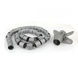 Spiral Tube Cable Wire Wrap Organizer PC Cord Management 40mm Dia 3Ft Long Gray