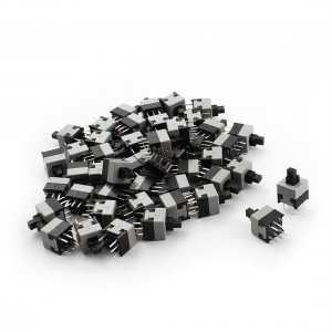 50PCS 14mmx8.5mmx8.5mm Through Hole Black Push Button Momentary Tactile Switch