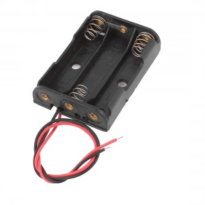 Black Plastic Wires Lead Shell Holder Case Box for 3 x 1.5V AAA Battery
