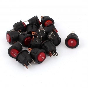 15 Pcs AC 250V 6A AC 125V 10A 3 Pin Round ON/OFF SPST Boat Rocker Switch