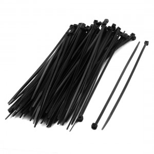 100 Pcs 2.5x150mm Black Toothed Packaging String Zip Tie for Cable Wire