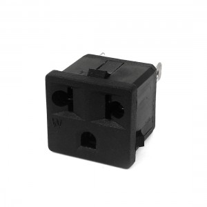 EU US AC 250V/125V 10A/15A 3 Terminals Panel Mount Power Socket