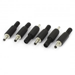 6 Pcs 1.3mm x 3.5mm Male DC Power Plug CCTV Coaxial Connector Black
