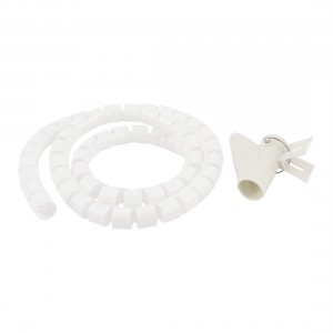 Flexible Spiral Tube Cable Wire Wrap PC Cord Management w Clip 1M 3Ft White