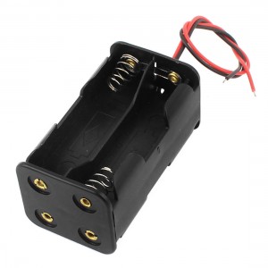Dual Side 2-Wire Spring Loaded 4 x 1.5V AA Battery Holder Case