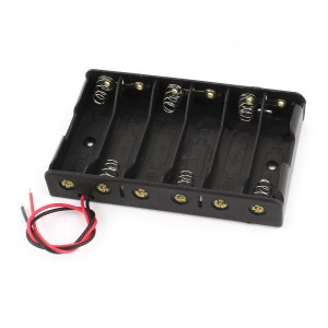 Black Plastic Wires Lead Holder Storage Case for 6 x 1.5V AA Battery