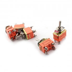 5Pcs 12mm Thread DPST 4 Screw Terminal 2 Position Locking Orange Toggle Switch