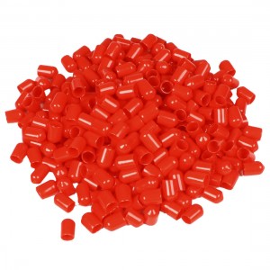 350 Pcs 14mm Height 8mm Inner Dia Round Tip Red PVC Insulated End Caps