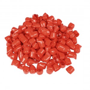 200 Pcs 20mm Height 18mm Inner Dia Round Tip Red PVC Insulated End Caps