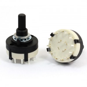 2 Pcs 1P11T 1 Pole 11 Throw 6mm Knurled Shaft Band Selector Rotary Switch Black