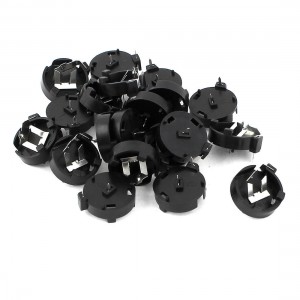 20 Pcs 2 Pins Button Battery Holder Case Black Silver Tone for CR1220 LIR1220