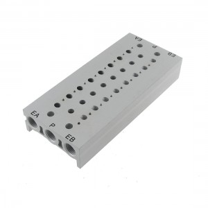 Rectangle Aluminum Block Manifold Solenoid Valve Base 8 Stations