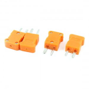 K Type 2 Flat Pin Temperature Sensor Thermocouple Mini Plug Orange 4PCS