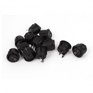 12 Pcs KCD-107 SPST ON-OFF Round Boat Rocker Switch Black AC 125V/10A 250V/6A
