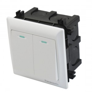 White AC 250V 10A 2 Gang Circuit Wall Panel Switch w Flush Mount Box