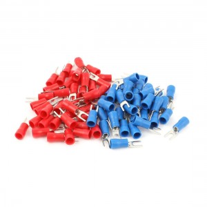 80pcs 16-14 AWG Red Blue Wire Connector Insulated Fork Spade Terminal #4