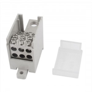 Gray 200A One Inlet Six Outlet Wire Terminal Junction Box Electrical Connector