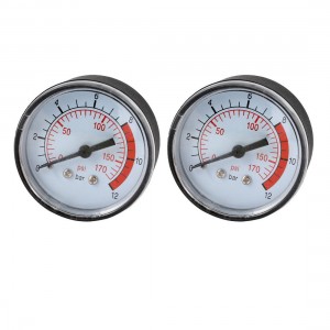 2 Pcs 1/4" PT Male Thread 0-12 Bar 0-170 Psi Pressure Gauge for Air Compressor