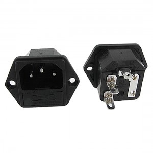 5 Pcs 250V 10A 3P IEC C14 Power Inlet Socket Receptacle Screw Type w Fuse Holder